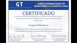 Certificados do Curso de Neurociência Cognitiva 2024 [upl. by Aibat]