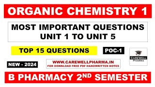 Pharmaceutical Organic Chemistry 2nd semester Important Questions  Poc 1  Carewell Pharma [upl. by Aigroeg]