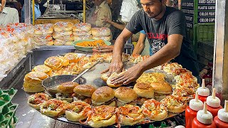 BURGER MAKING 🍔 Super Fast Cooking Skills 😱 Egg Anda Shami Bun Kabab Street Food of Karachi Pakistan [upl. by Pish]