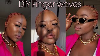 How to do finger waves On Short 4c hair TWA South African YouTuber [upl. by Iffar352]