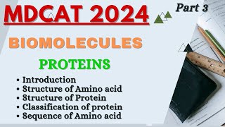 BIOMOLECULES part 3  Proteins Complete  Mdcat lecture 2024 [upl. by Jodee305]