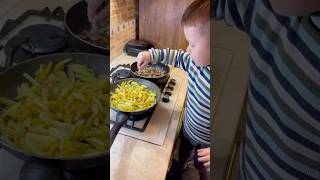 dad and son are cooking potatoes with🍄‍🟫🥔shorts [upl. by Knute]