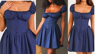 Corset Dress with Square Neck Tutorial  Puff Sleeves [upl. by Ynatsyd]