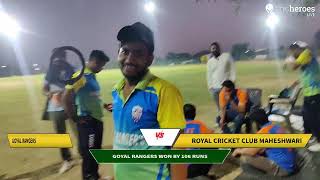 Live Cricket Match  Royal Cricket Club Maheshwari vs Goyal Rangers  26Oct24 0316 PM  CricHeroe [upl. by Eniamrehs]