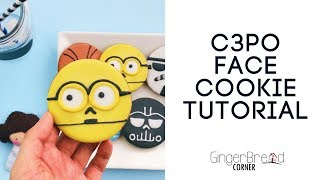 Star Wars C3PO Face cookie decorating tutorial [upl. by Ahsote996]