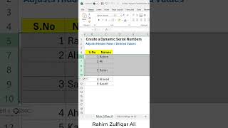 Dynamic Serial Numbers  Alphabets in Excel which also Reset  Adjust Hidden Rows amp Deleted Values [upl. by Kruter249]