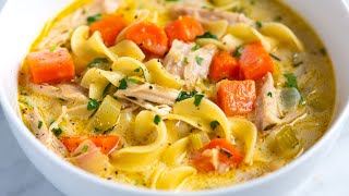 Easy Creamy Chicken Noodle Soup Recipe [upl. by Sephira]