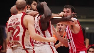 Pops MensahBonsu Fights Mirza Begic OLYMPIACOS BC Vs GALATASARAY 7254 [upl. by Nuncia458]