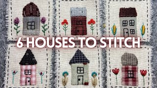 How To Make Slow Stitched Art Using Scrap Fabric  Houses  embroidery stitching slowstitching [upl. by Reave]