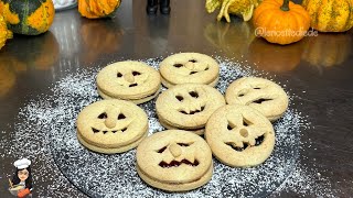 BISCOTTI PER HALLOWEEN SENZA STAMPINI RICETTA FACILE E VELOCE BISCOTTI di HALLOWEEN con marmellata [upl. by Emlin]