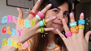 DIY ANILLOS ARCILLA ESTILO PINTEREST CHUNKY CLAY RINGS [upl. by Akieluz]