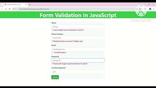 From validation using Javascript [upl. by Arel]