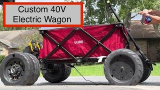 Building 40V Electric beach cart Wagon w power wheelskidtrax Uline wagon Razor scooter Dewalt [upl. by Adnicaj]