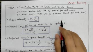 Model 1  MM1 InfinityFCFS Model  Birth and Death Model  Queue theory operation research [upl. by Ronym]