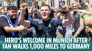 Hero’s welcome in Munich for shattered Scotland fan after walking 1000 miles to Germany [upl. by Garland]