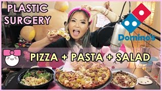 DOMINOS PIZZA  CHICKEN CARBONARA PASTA  MUKBANG [upl. by Hadden]