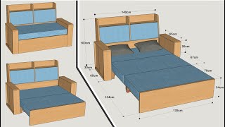 HOW TO MAKE A SOFA BED WITH CABINETS STEP BY STEP [upl. by Eened713]