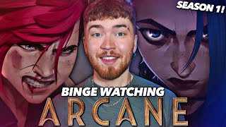 i binged ALL of ARCANE S1  First Time Watching  Full Season 1 Reaction [upl. by Pump]