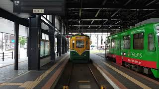 鹿児島駅前への鹿児島中央駅前経由市立病院前行 入線鹿児島市交通局500形501 [upl. by Puff]