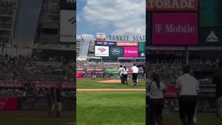 Hideki Matsui throws out the first pitch ⚾ via YankeesX [upl. by Eelatan]