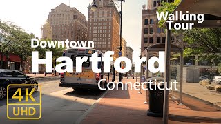 Hartford 4k  Walking Downtown  Connecticut USA  City amp Park views [upl. by Arocahs]