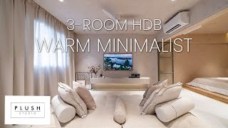 Take a Peek Inside This Cosy Warm Minimalist 3Room HDB  SG Home Tour  Plush Interior Design [upl. by Cybil695]