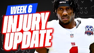 🔥MUST SEE Week 6 INJURY UPDATES 🔥 Fantasy Football Advice [upl. by Fiden]