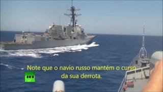 Navio EUA provocando a marinha russa no Mediterrâneo [upl. by Artemahs]