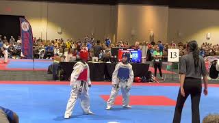 2022 AAU taekwondo Olympic Sparring Nationals Highlights 1011 youth Black Belt 35K Division [upl. by Aiciles623]