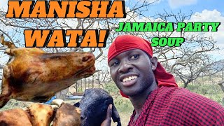 HOW TO MAKE JAMAICAN GOAT HEAD SOUP IN THE VILLAGE AFRICAN WAY  Big suprise from America 🇺🇸🇯🇲🇯🇲🇯🇲 [upl. by Choo]