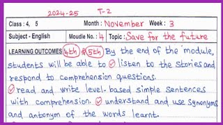 CLASS 4amp5 NOVEMBER 3rd WEEK LESSON PLAN [upl. by Hanfurd]