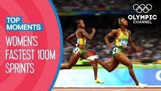 Top 10 Fastest Womens 100m Sprint in Olympic History  Top Moments [upl. by Tillion168]