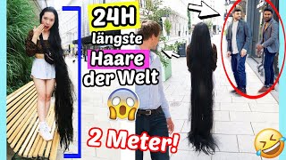 PEINLICH 24 Stunden die LÄNGSTEN HAARE der Welt tragen in der Stadt Hamburg mit BFF amp sie färben [upl. by Eiggem705]