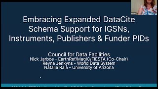 Embracing Expanded DataCite Schema Support for IGSNs Instruments Publishers and Funder PIDs [upl. by Adele993]