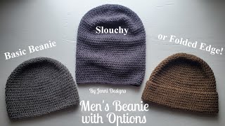 Crochet Pattern Tutorial Mens Basic Beanie with Options [upl. by Nwahshar]