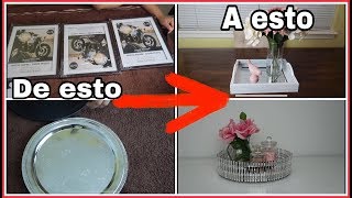 DIY como hacer bandejas decorativas  DIY DOLLAR TREE [upl. by Kristyn]