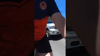 Road Rage Ram vs Cyclist — driver exits driveway and refuses to wait 3 seconds for safe passing room [upl. by Gulick]