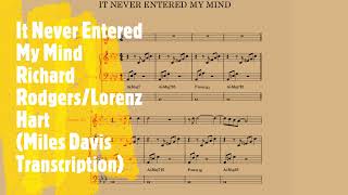 It Never Entered My Mind Miles Davis transcription [upl. by Batish]