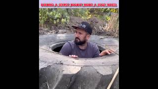 Building a secret dugout inside a huge wheel part 1 survive explain bulding [upl. by Ibmab192]