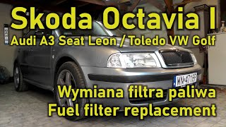 Skoda Octavia I Fuel filter replacement Wymiana filtra paliwa [upl. by Enirtak]