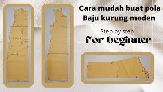 cara buat pola baju kurung moden  mengikut ukuran baju contoh [upl. by Trebreh]