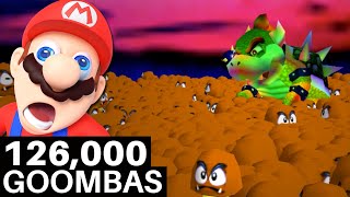 Can You Beat Super Mario 64 if 126000 Goombas Try To Stop You [upl. by Noremmac]