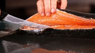 How to Cut Salmon into 2 Fillets  Fish Filleting [upl. by Amalbena]