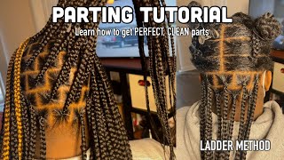 DETAILED Parting Tutorial  How To Get Perfect Parts  Medium Knotless Braids [upl. by Wymore363]