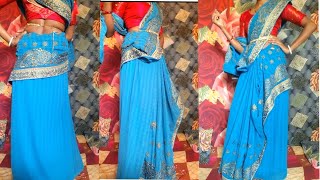 How to wear heavy georgette saree in trending styles  Net saree draping tutorials for beginners 🤩🤩 [upl. by Magdau]