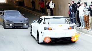 Mazda RX8  Crazy SOUNDS Flames and Turbo Accelerations [upl. by Bevers899]