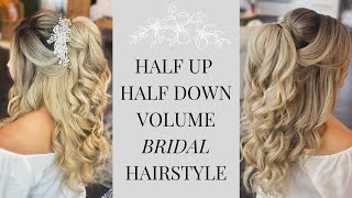 HOW TO HALF UP HALF DOWN VOLUME BRIDAL HAIRSTYLE BRIDAL BRIDESMAIDPROMWEDDING HAIRSTYLES [upl. by Gratt12]