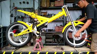 modified bike proses lengkap membangun motor impian seperti minerva madass [upl. by Yblocaj889]