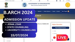 ADMISSION UPDATE FOR BARCH 2024 15072024 amp 16072024jeemainbarchnata2023 [upl. by Aible]