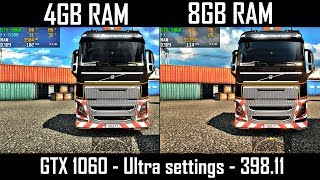 GTX 1060  4GB VS 8GB RAM  ETS 2 [upl. by Carolle]